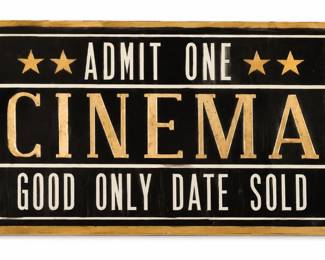 Placa Vintage de Cinema Dourada