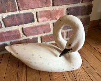 Carved wood Swan signed #3 swan 23”L