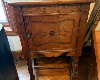 antique oak humidor / smoking stand