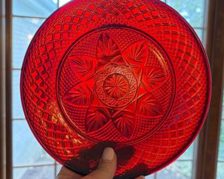 vintage Cristal d'Arques ruby red plates & bowls - at least 20 of each size plate and 12 bowls