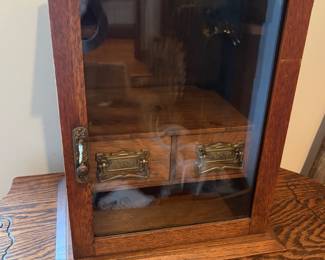 antique oak pipe case