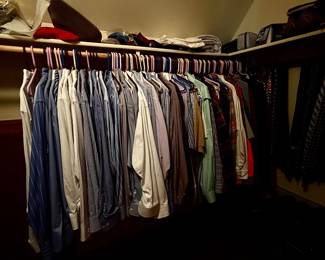 lots of men's shirts - dress and casual - most sz L or 16.5x33