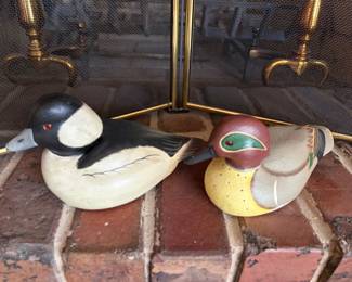 carved & painted wood water birds