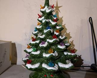 ceramic lighted Christmas tree