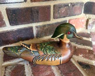 carved & painted wood water bird