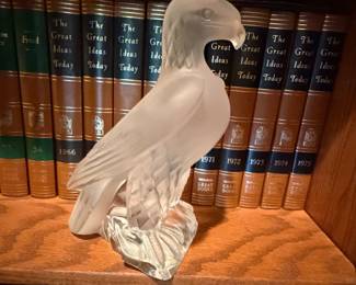 Lalique signed crystal eagle. Made in France sticker.
