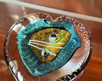 several blown glass hearts