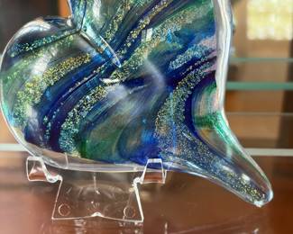 several blown glass hearts
