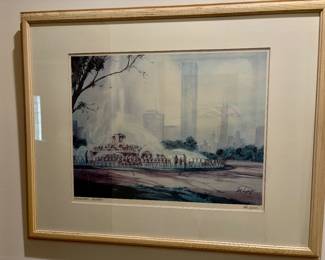 Buckingham Fountain Tom Lynch watercolor painting / signed print