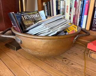 large copper bowl with handles