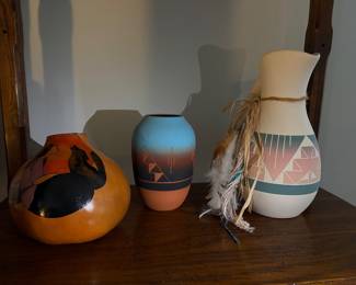 Native American gourd & vases