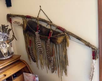 Native American ceremonial bow and arrows