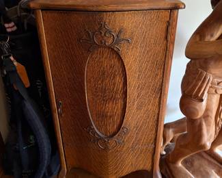 antique oak music / record cabinet