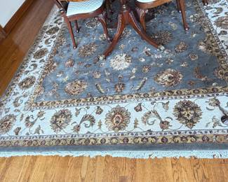 Dining room rug silk and wool, hand knotted, 8 ft 11” x 12 ft 2”