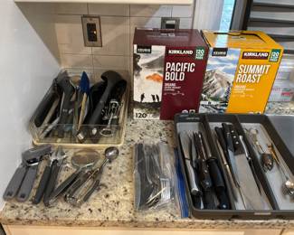 Kcups and cooking utensils 