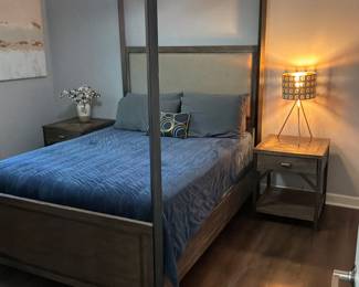 Wood and metal canopy bed frame 