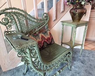 Antique Victorian Era (wicker) Conversation Chair. 