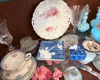 Vintage FF Japan Blue Ceramic Tray. 
