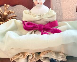 Vintage Hand Painted Porcelain Lowbrow Style Doll