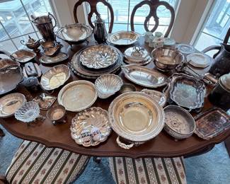 Assorted silver plate serving 
