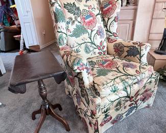 Vintage floral wingback chair