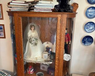 Curved oak china closet
