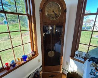 Antique oak grandfather clock