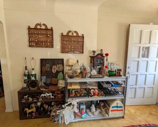 Breyer Horses, vintage Barbies, cabbage patch clothes, oil lamps and some amazing vintage purses
