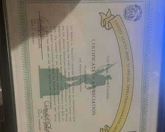 Lot 63: Fort Bragg Special Forces Vietnam Era Letter Of Appreciation