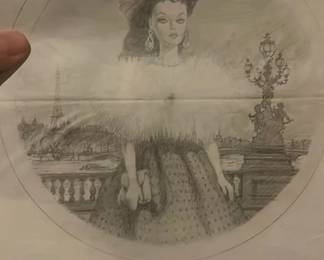 Lot 148: Original Artwork For Barbie In Paris Danbury Mint Plate Elaine Gignilliat