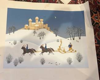 Lot 149: Wilma Longhammer Screenprint Russian Or German Winter Scene