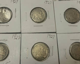 Lot 34: 1927 Group Of 6 US Buffalo Nickels