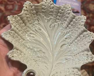 Lot 158: 19Th Century German Salt Glaze Candy Dish With Silver Overlay