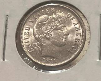 Lot 132: Uncirculated 1911 Barber Head US Silver Dime