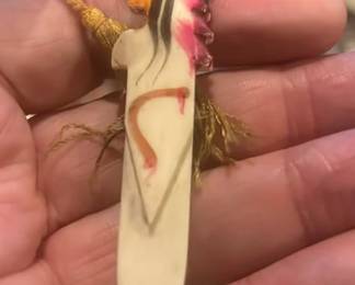 Lot 129: Native American Antique Chief Letter Opener Car From Bone Painted