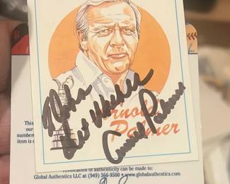 Lot 101: Autographed Golf Card Of Arnold Palmer With COA