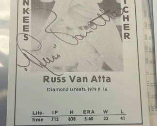 Lot 42: Russ Van Atta NY Yankees Signed Baseball Card 1979 Diamonds Greats COA