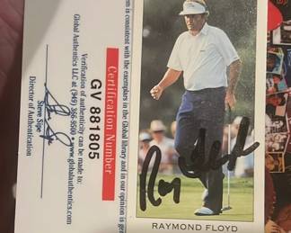Lot 99: Autographed Card Of Golfer Ray Floyd With COA