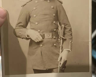 Lot 55: NH College Military Tunic Buttons & Boston Cadet Cabinet Photo