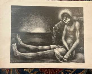 Lot 151: Earle Miller 1948 Print Of Christ Before The Resurrection