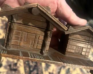 Lot 191: Antique Wood Cabin Ink Well Holder Rochers De Naye Switzerland