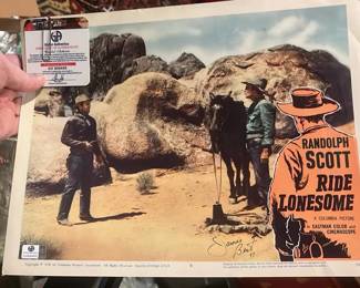 Lot 98: Autograph Lobby Card From 1959 Movie Ride Lonesome Signed By James Best With Coa