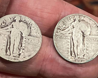 Lot 67: 2 Standing Liberty US Quarter  Dollars 25 Cents Silver