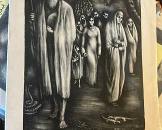 Lot 150: Earle Miller Signed Print Of The Delivery Of Moses To The Promised Land