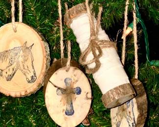 Handmade Christmas Ornaments, Cotton Ribbon Spool Ornaments and More.