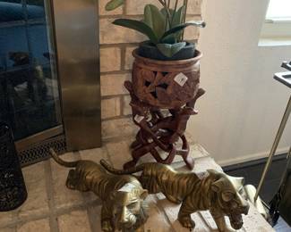 Pair of brass tigers