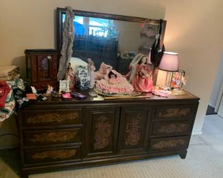 Vintage Asian style dresser/mirror