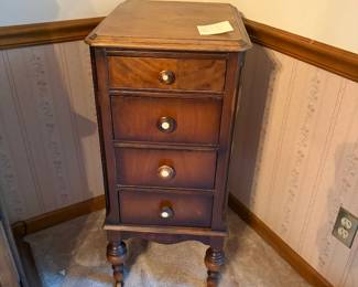 Stanley Furniture British Colonial Portfolio Telephone Table in Caribe, a traditional wood 4-drawer side or chairside table