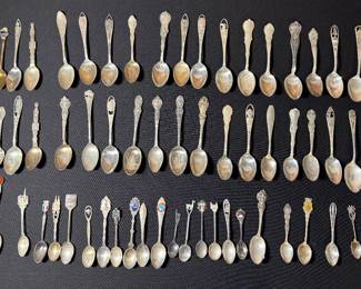 Large collection of solid silver spoons