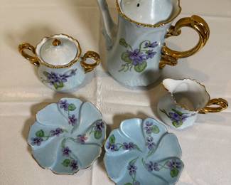 Maude hand painted violet tea set